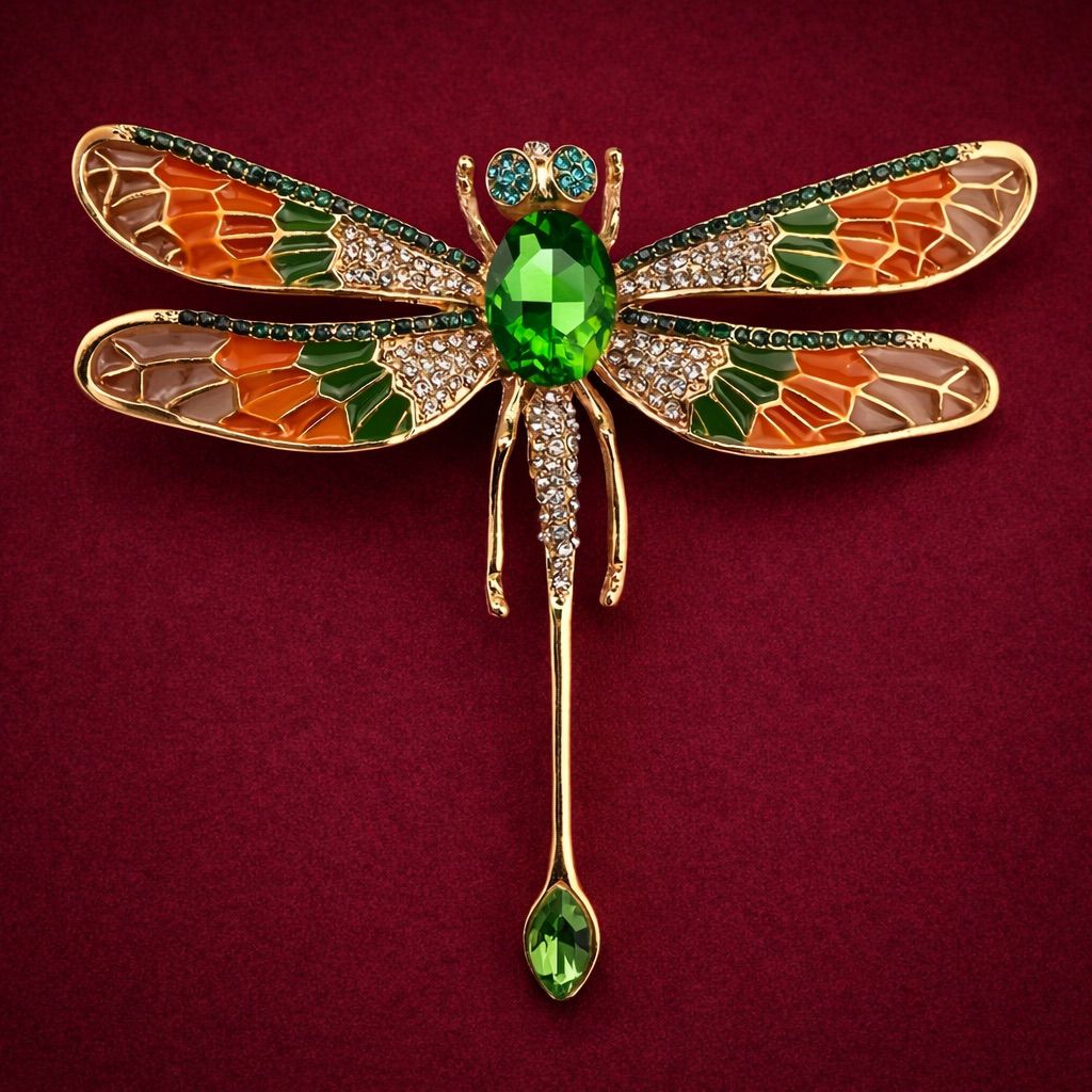 Verdant Aurelian Dragonfly Brooch