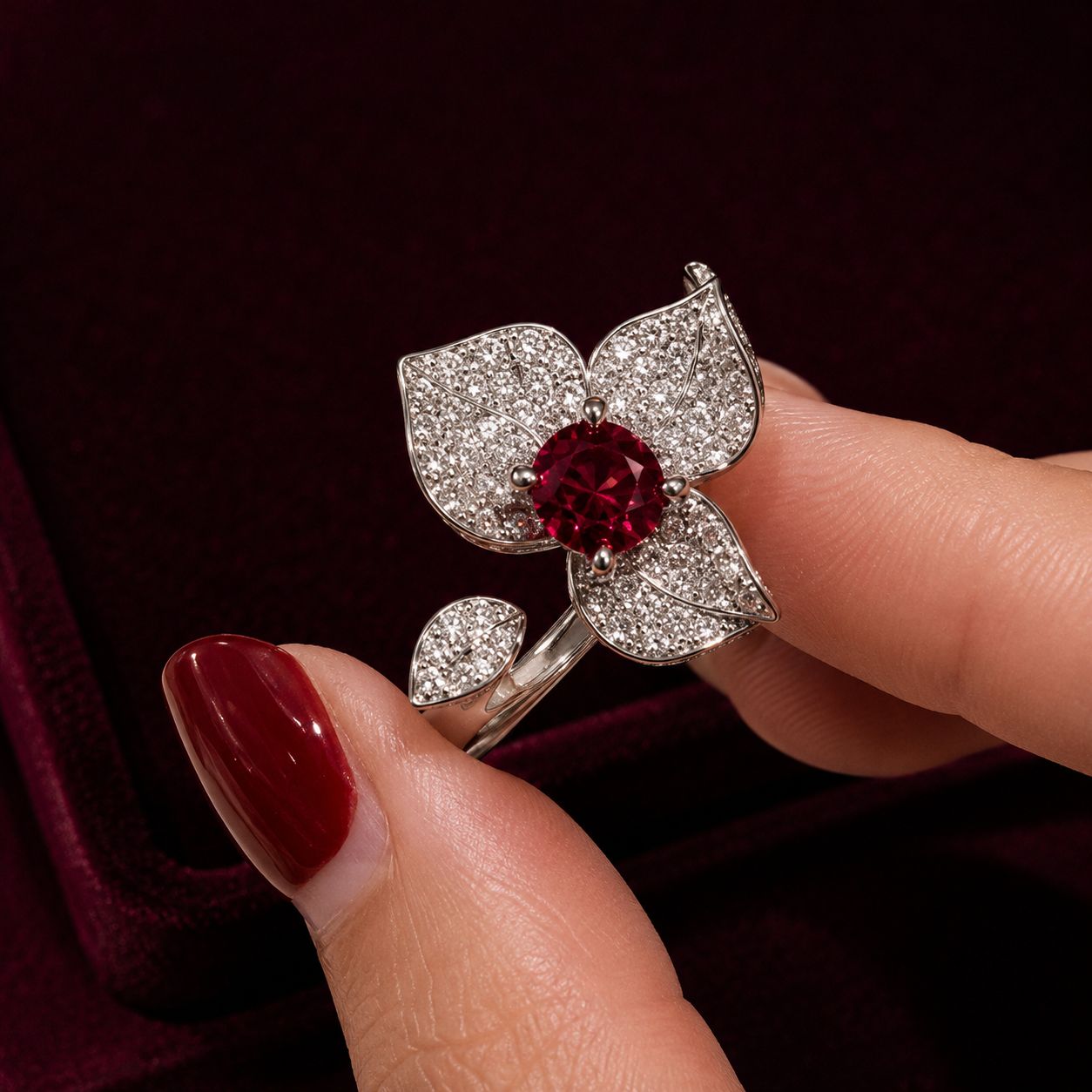 Crimson Blossom Ring