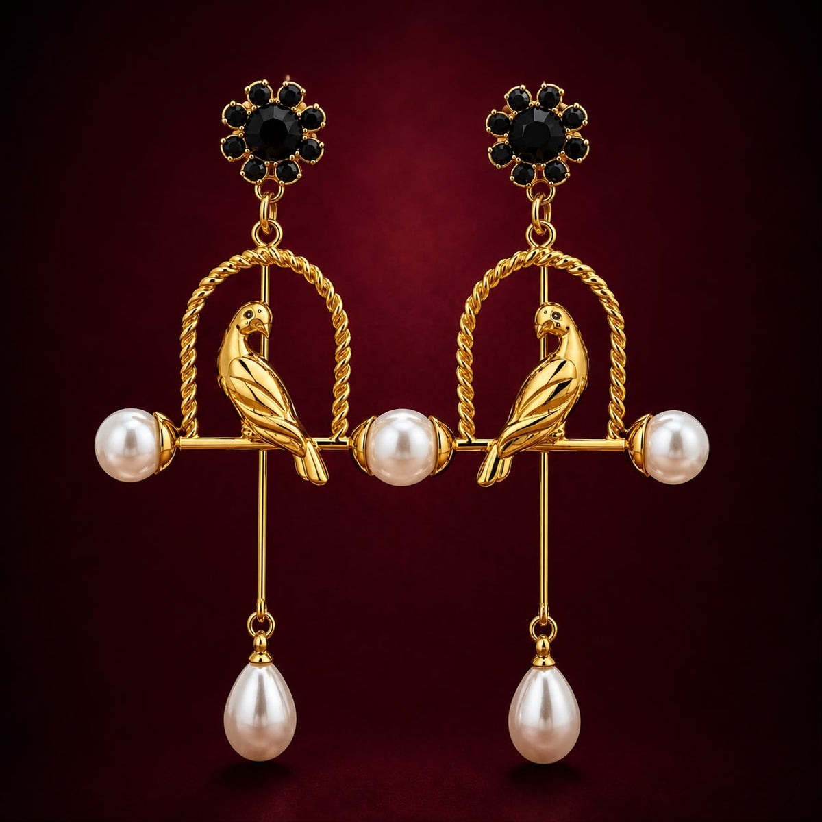 Avian Pearl Noir Earrings