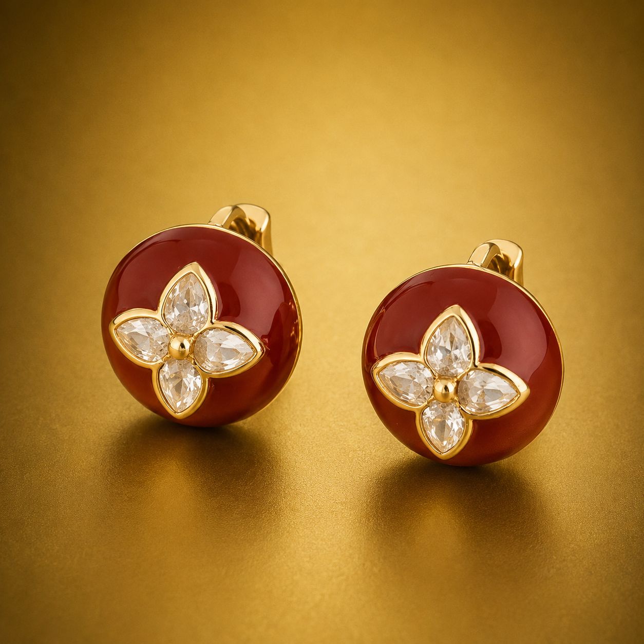 Burgundy Fleur Stud Earrings