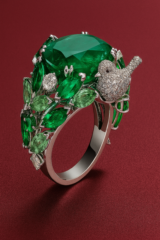 Emerald Birdie Ring
