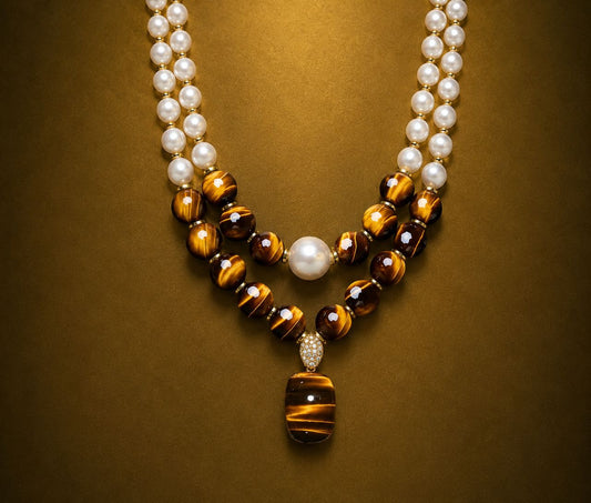 Soverign Tiger's Eye Pearl Necklace