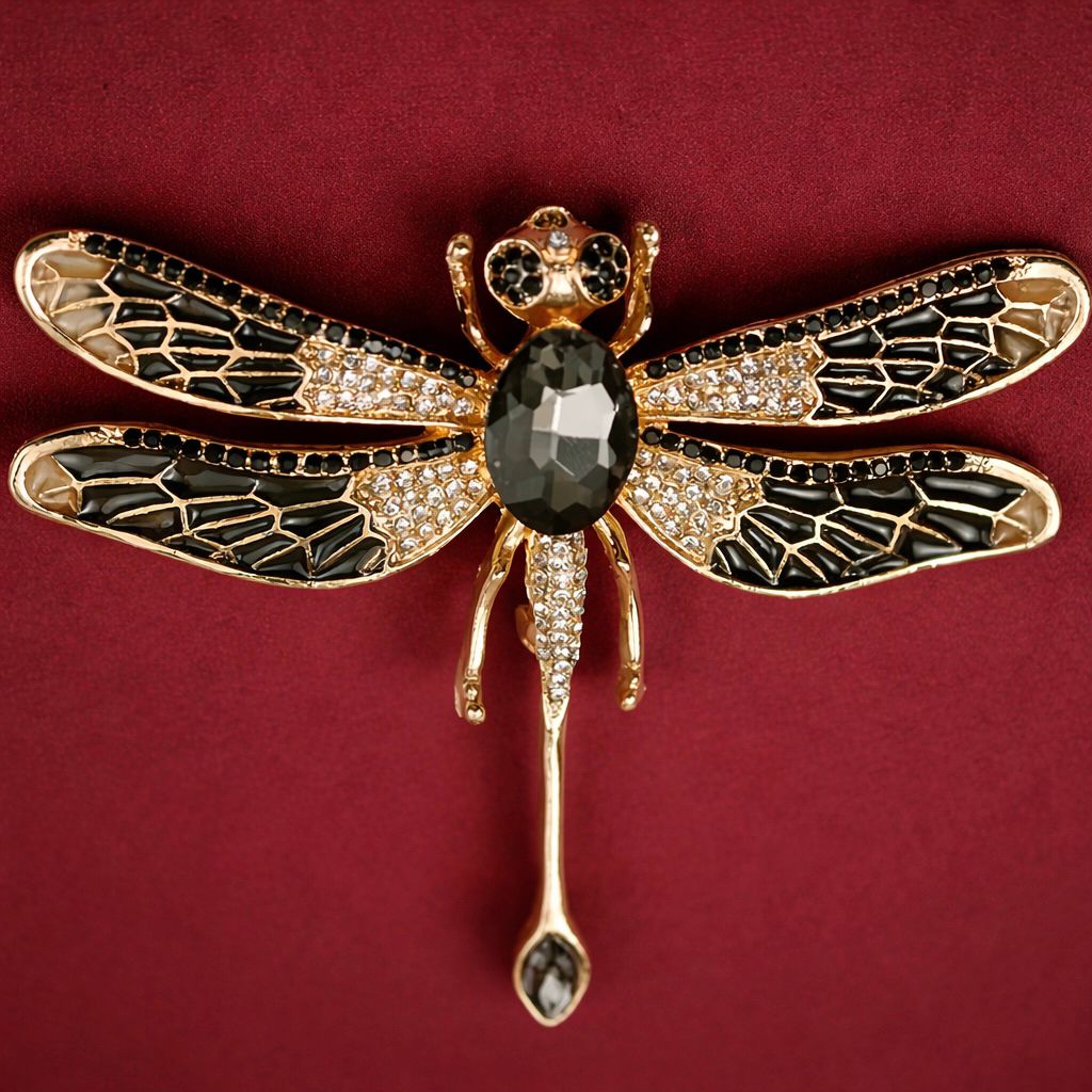 Noir Aurelian Dragonfly Brooch