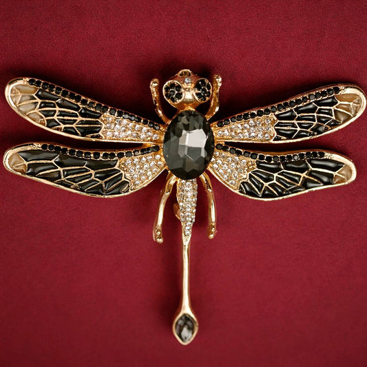 Noir Aurelian Dragonfly Brooch