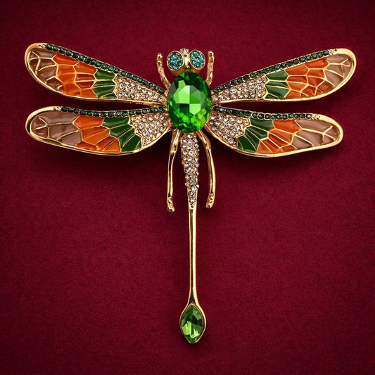 Verdant Aurelian Dragonfly Brooch