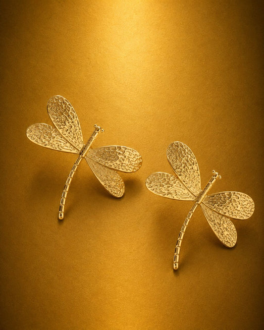 Gilded Dragonfly Chunky Stud Earrings