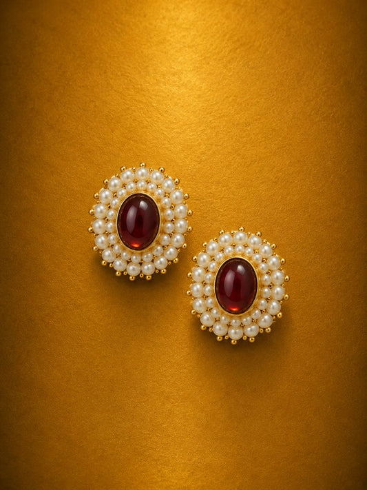 Imperial Pearl Halo Stud Earrings