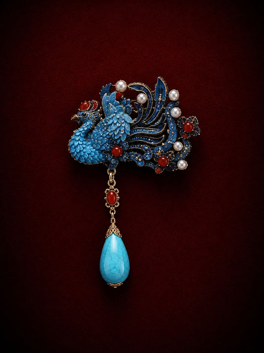 Azure Phoenix Brooch
