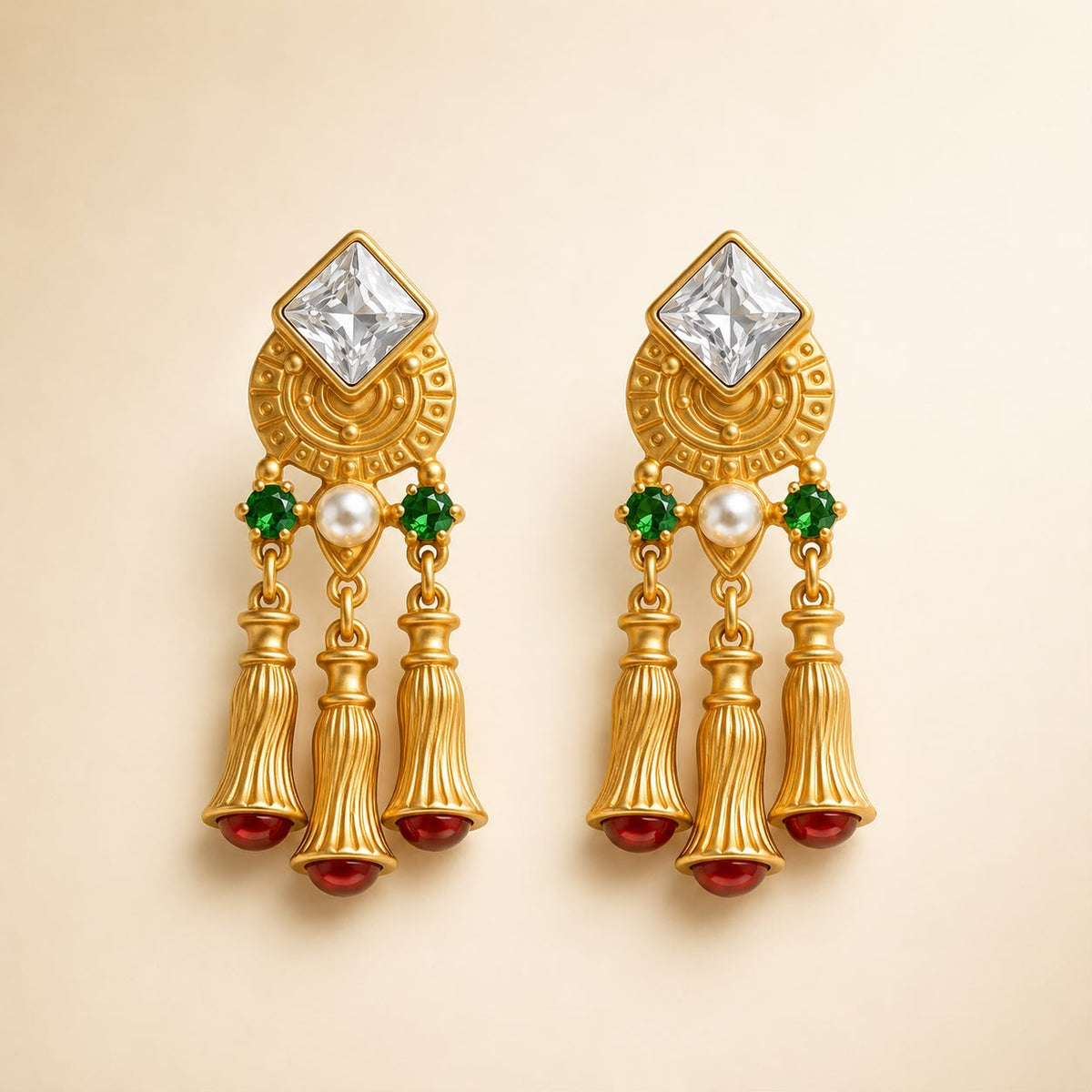 Imperial Garnet Tassel Earrings