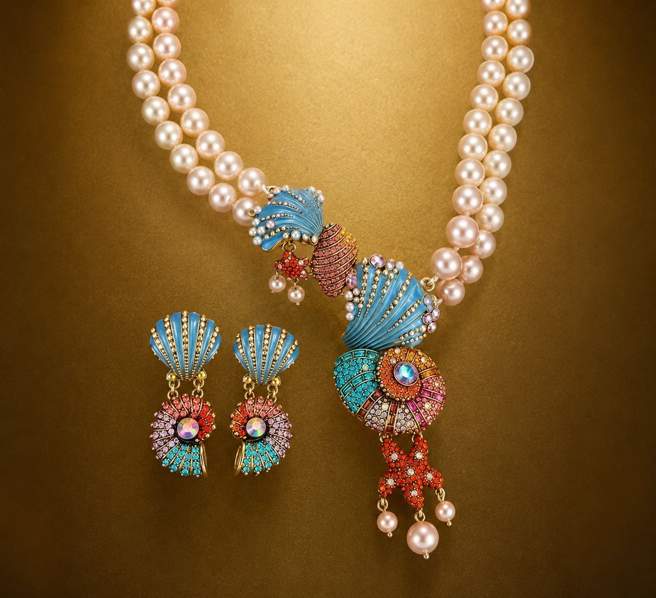 Coral Tides Pearl Parure
