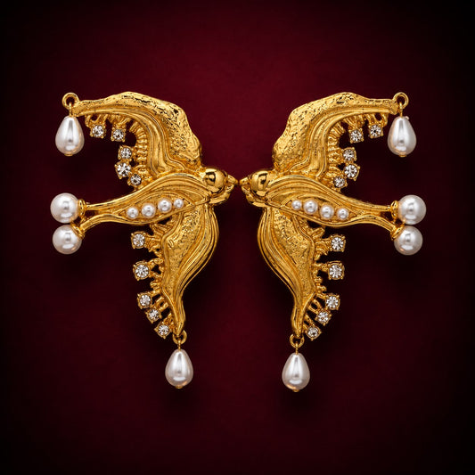 Pearl Eagle Chandelier Earrings