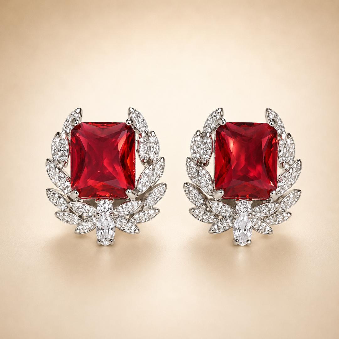 Crimson Heirloom Stud Earrings