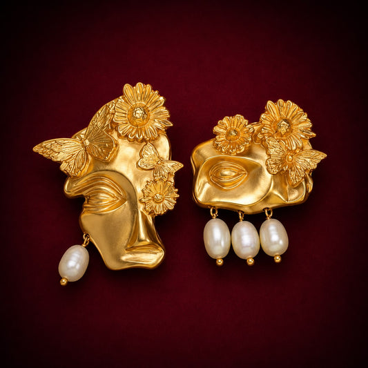 Golden Muse Pearl Earrings
